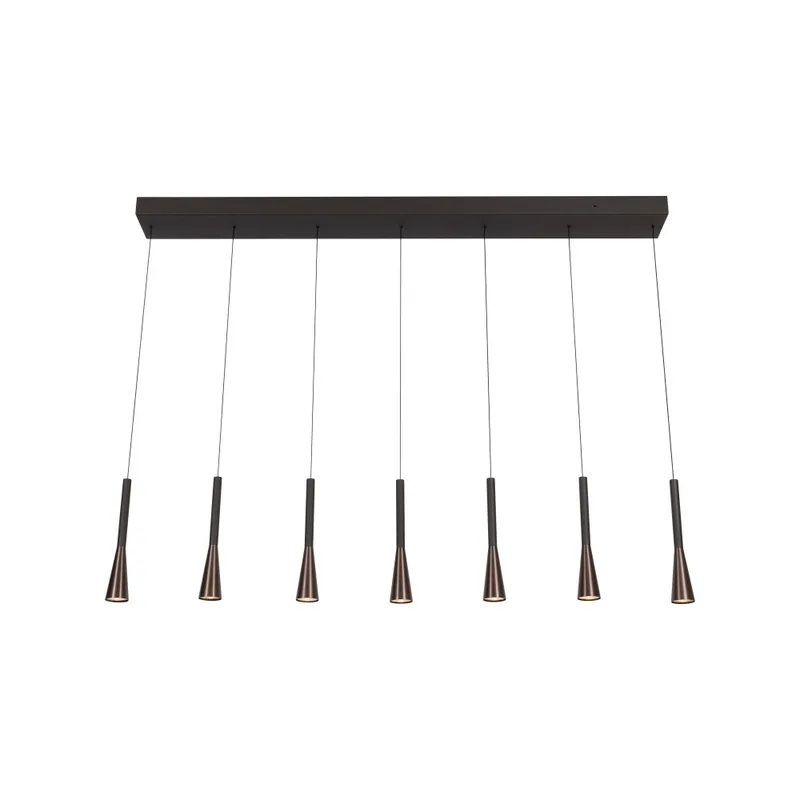 JOAKIM - Hanglamp - LED Dimb. - CCT - 7x6,2W 2700K/4000K - Met vervangbare LED-module - Koffie - Premium de Lucide – photo produit