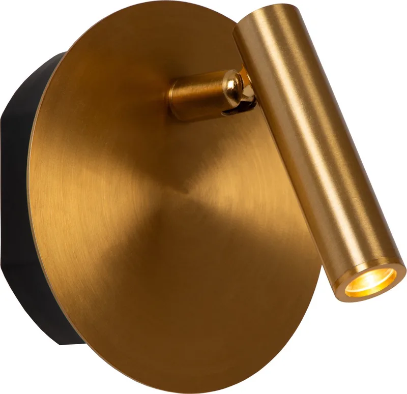 JOLIJN - Oplaadbare Bedlamp / Wandlamp - Accu/Batterij - Ø 10,2 cm - LED - 1x2W 3000K - Magnetisch - Mat Goud / Messing van Lucide in Mat Goud, Messing – productfoto