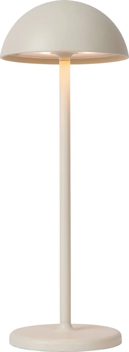 JOY - Oplaadbare Tafellamp Binnen/Buiten - Accu/Batterij - Ø 12 cm - LED Dimbaar - 1x1,5W 3000K - IP54 de Lucide en Blanc – photo produit