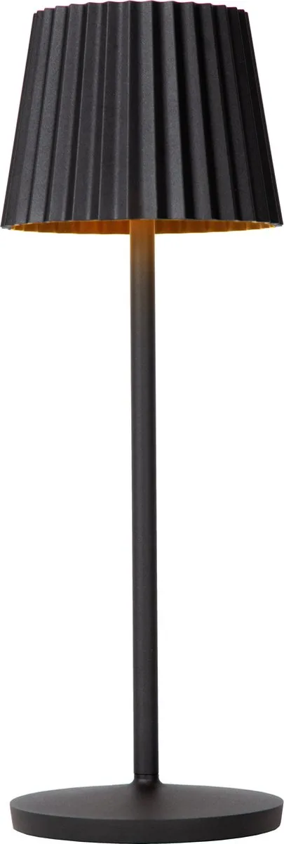 JUSTINE - Oplaadbare Tafellamp Binnen/Buiten - Accu/Batterij - LED Dimbaar - 1x2W 2700K - IP54 - Met draadloos oplaadstation de Lucide en Noir – photo produit