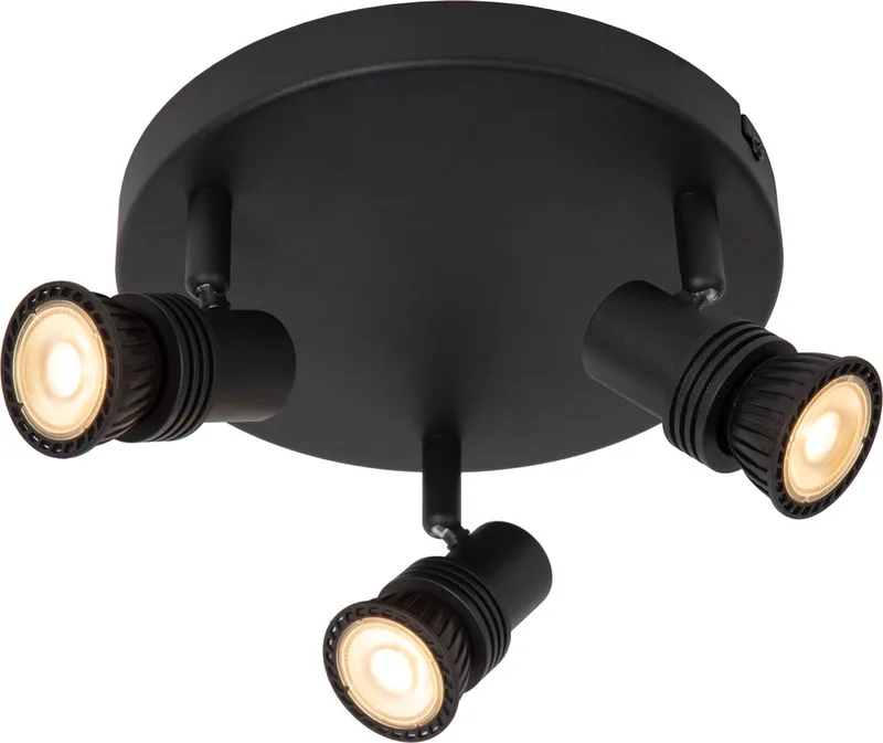 KIANTI - Plafondspot (Plafondlamp) - Ø 21 cm - 3xGU10 (MR16) de Lucide en Noir – photo produit