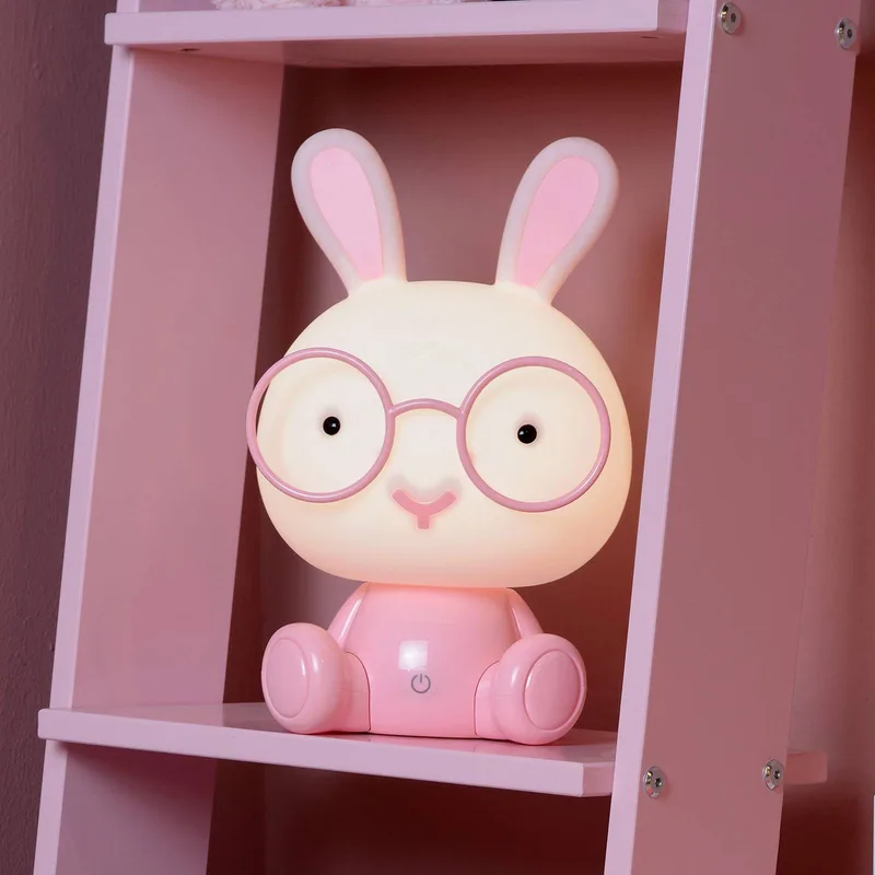 Kindertafellamp Dodo bunny, roze/wit, dimbaar, ABS från Lucide i Rosa, Vit – produktbild
