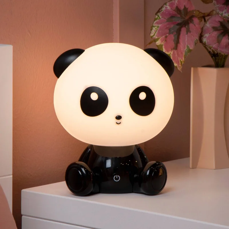 Kindertafellamp Dodo Panda, zwart/wit, dimbaar, ABS fra Lucide i Hvid, Sort – produktbillede