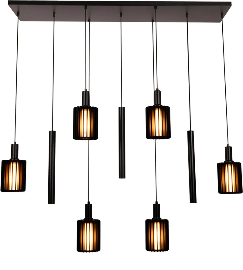 LAMBRES - Hanglamp - 6xE27 van Lucide in Zwart – productfoto