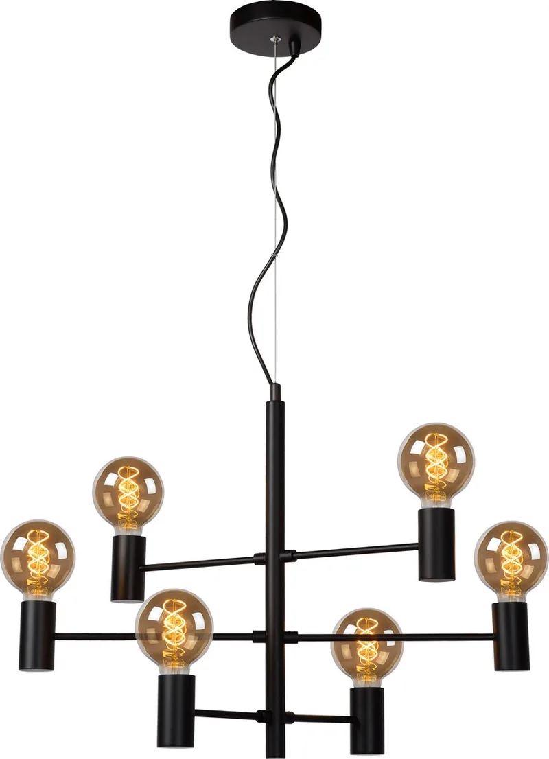 LEANNE - Hanglamp - 6xE27 by Lucide in Black – product photo