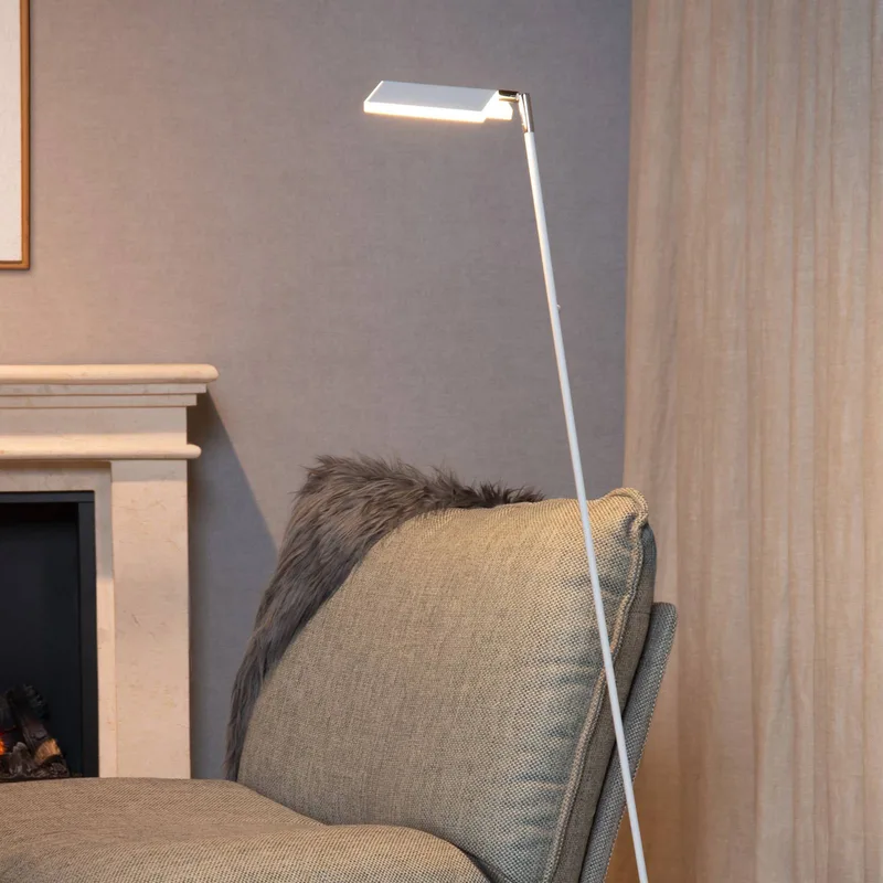 LED vloerlamp Aaron, dimbaar tot warm, hoogte 134 cm van Lucide in Wit – productfoto