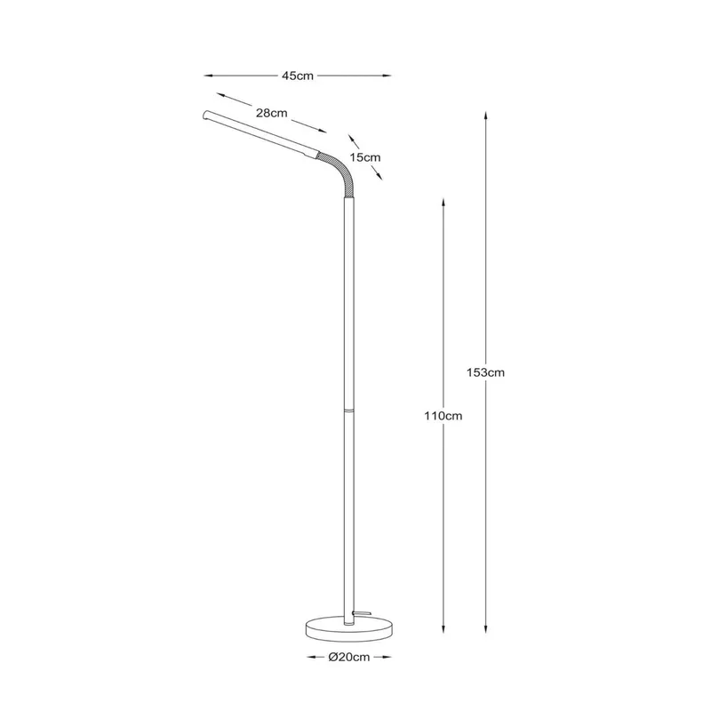 LED vloerlamp Gilly, flexibel, metaal, hoogte 153 cm van Lucide in Wit – productfoto