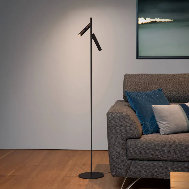 LED vloerlamp PHILON, 2-lamps, hoogte 140 cm, metaal van Lucide in Zwart – productfoto