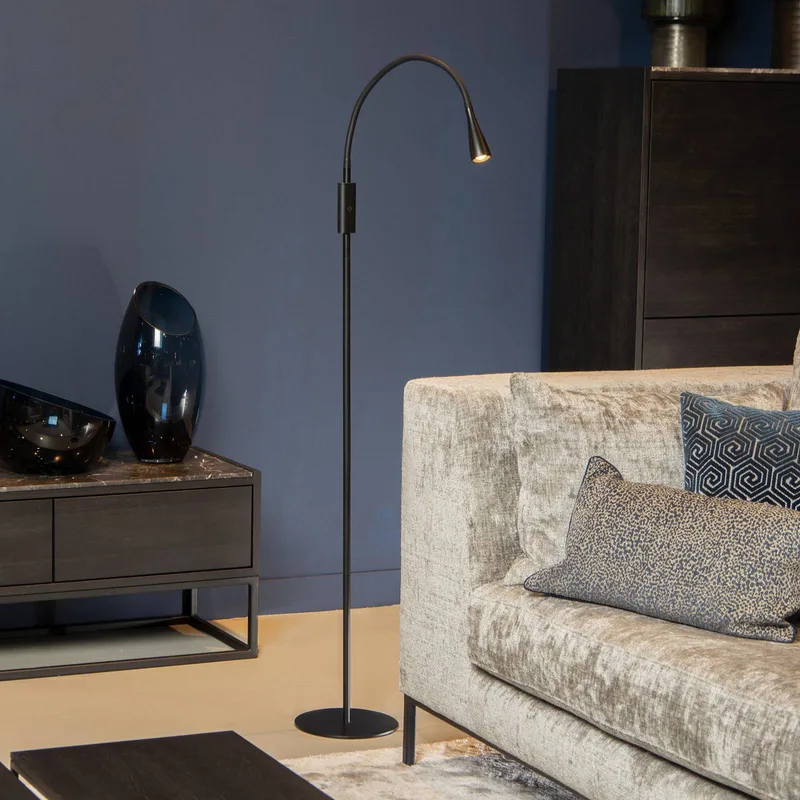 LED vloerlamp Zozy, 3-StepDim, hoogte 145 cm, flexibele arm de Lucide en Noir – photo produit