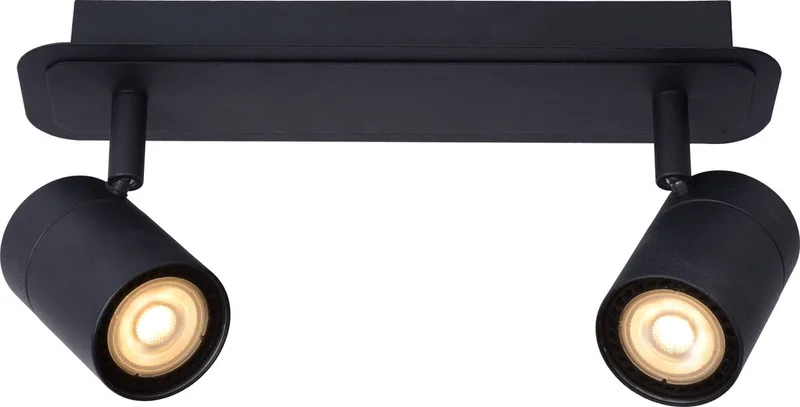 LENNERT - Plafondspot (Plafondlamp) Badkamer - LED Dimbaar - GU10 (MR16) - 2x5W 3000K - IP44 från Lucide i Svart – produktbild