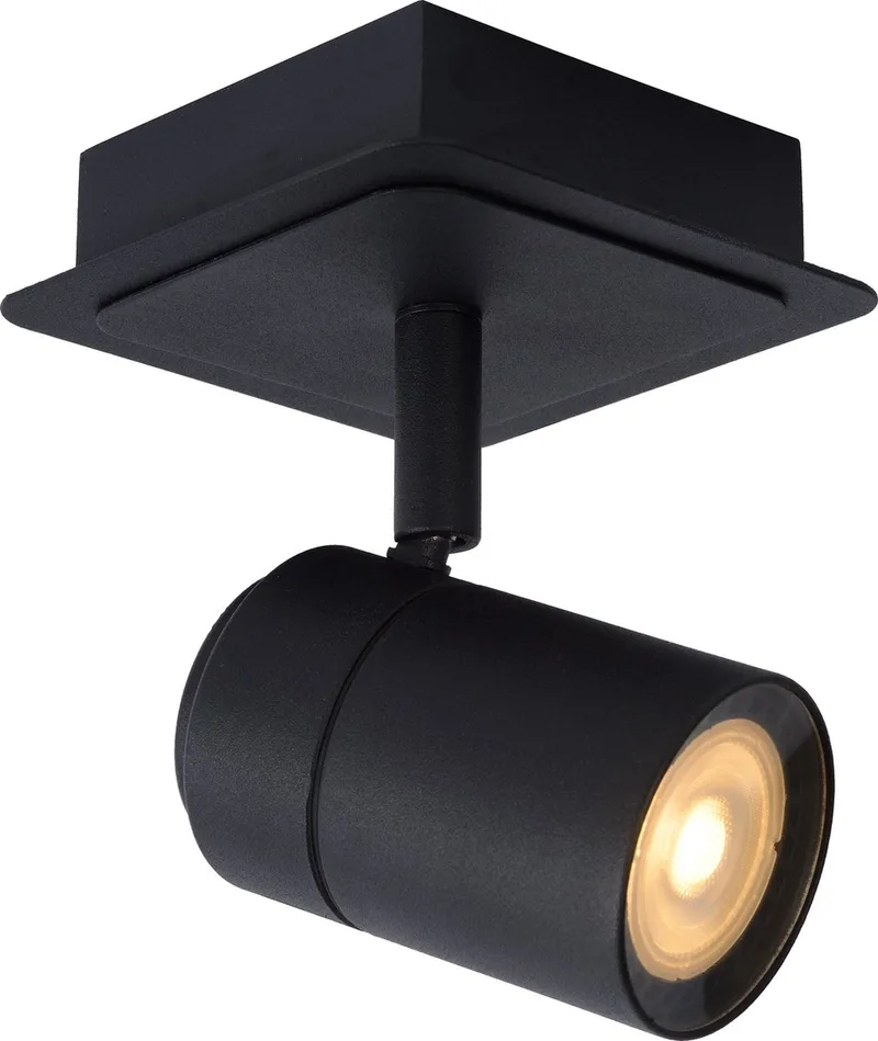 LENNERT - Plafondspot (Plafondlamp) Badkamer - LED Dimbaar - GU10 (MR16) - 1x5W 3000K - IP44 by Lucide in Black – product photo