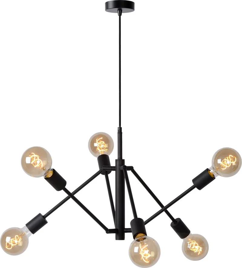LESTER - Hanglamp - 6xE27 de Lucide en Noir – photo produit
