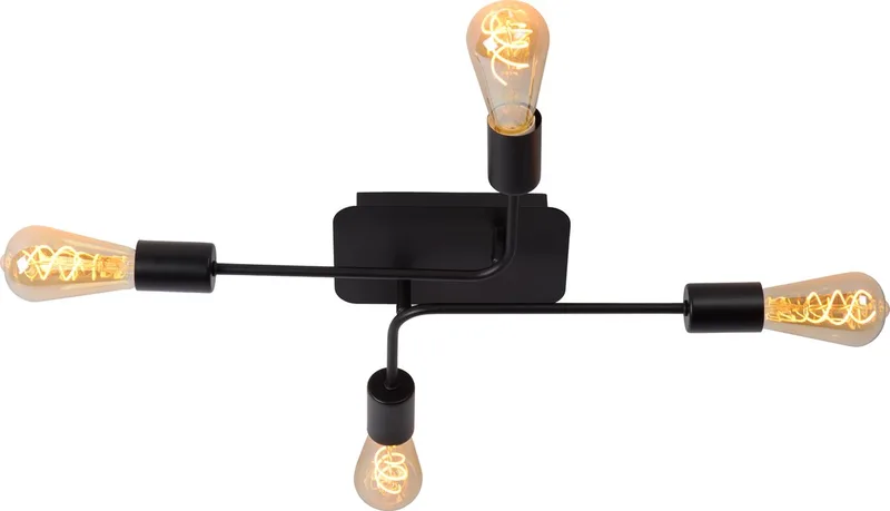 LESTER - Plafonnière (Plafondlamp) - 4xE27 fra Lucide i Sort – produktbillede