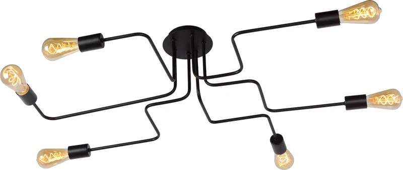 LESTER - Plafonnière (Plafondlamp) - 6xE27 fra Lucide i Sort – produktbillede