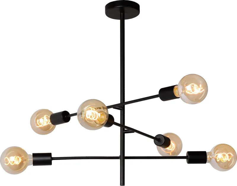 LESTER - Plafonnière (Plafondlamp) - 6xE27 van Lucide in Zwart – productfoto