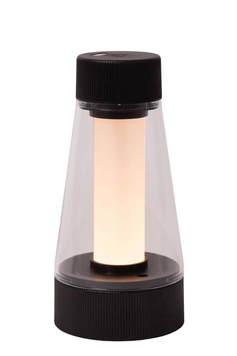 LORALI - Oplaadbare Tafellamp Binnen/Buiten - Accu/Batterij - Ø 7,7 cm - LED Dimb. - 1x1,2W 2600K/3000K - IP44 - Zwart de Lucide – photo produit