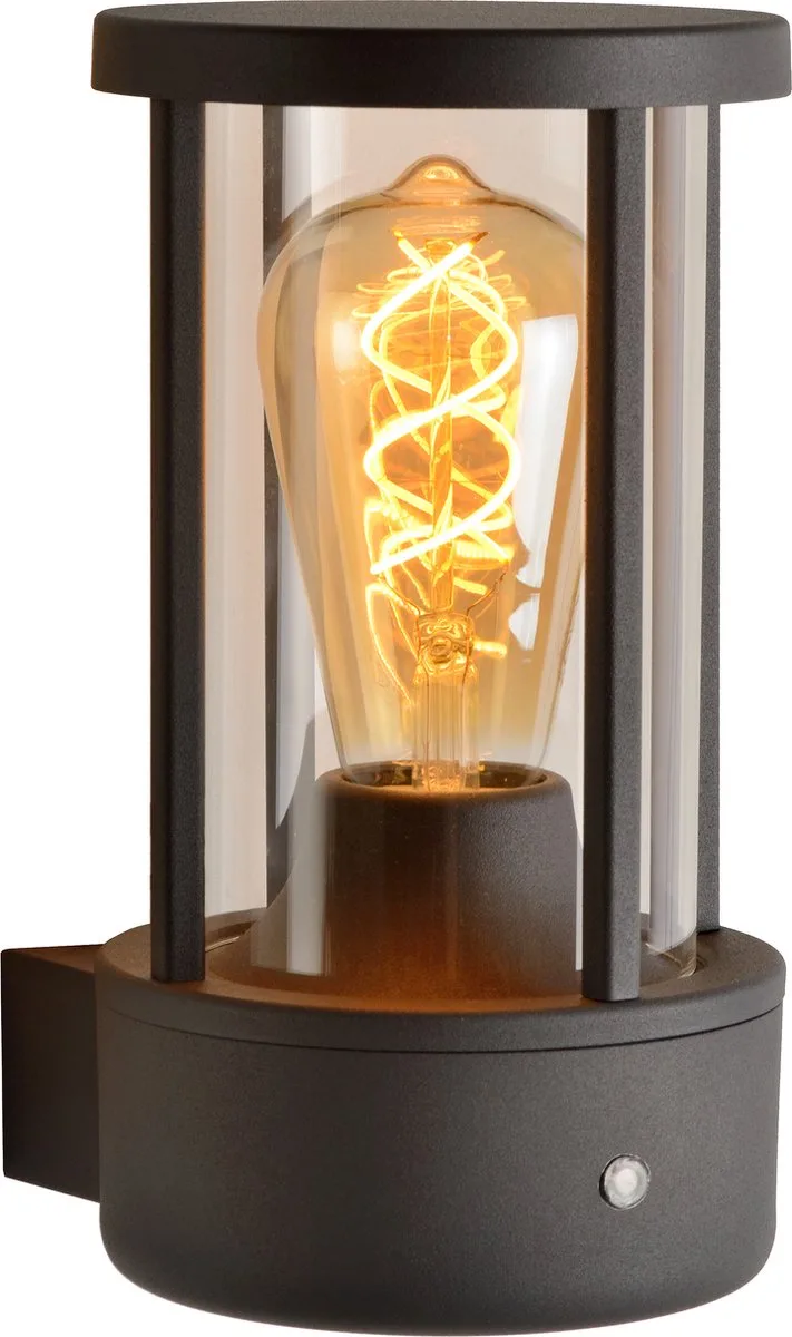 LORI - Wandlamp Binnen/Buiten - Ø 12 cm - 1xE27 - IP44 - Dag/nacht sensor de Lucide en Anthracite – photo produit