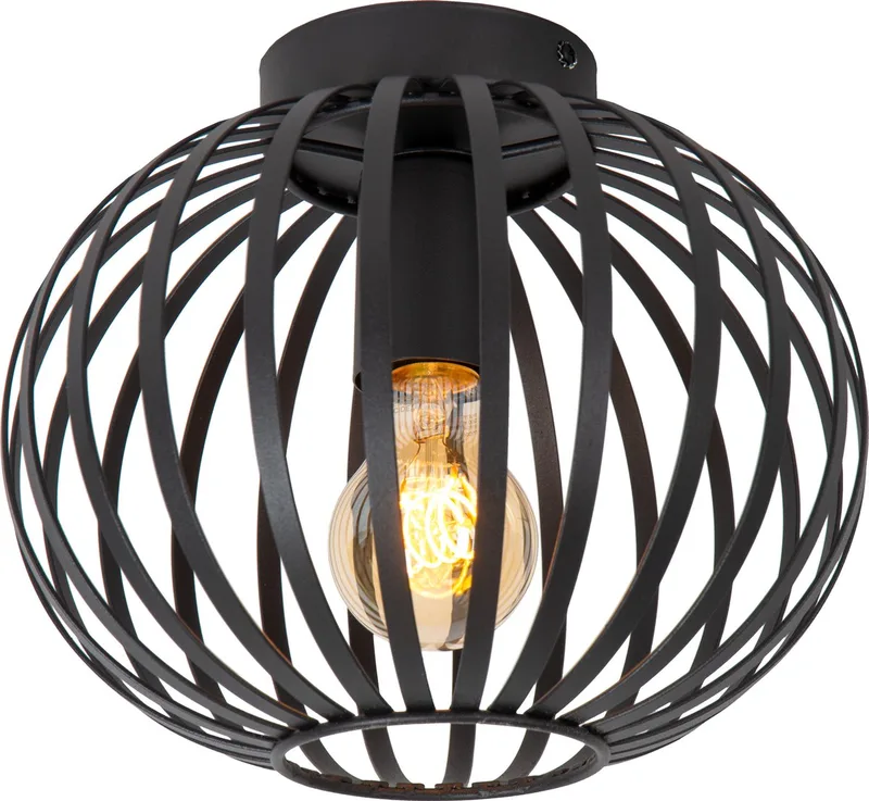 MANUELA –SYLVAN - Plafonnière (Plafondlamp) - Ø 25,5 cm - 1xE27 by Lucide in Black – product photo