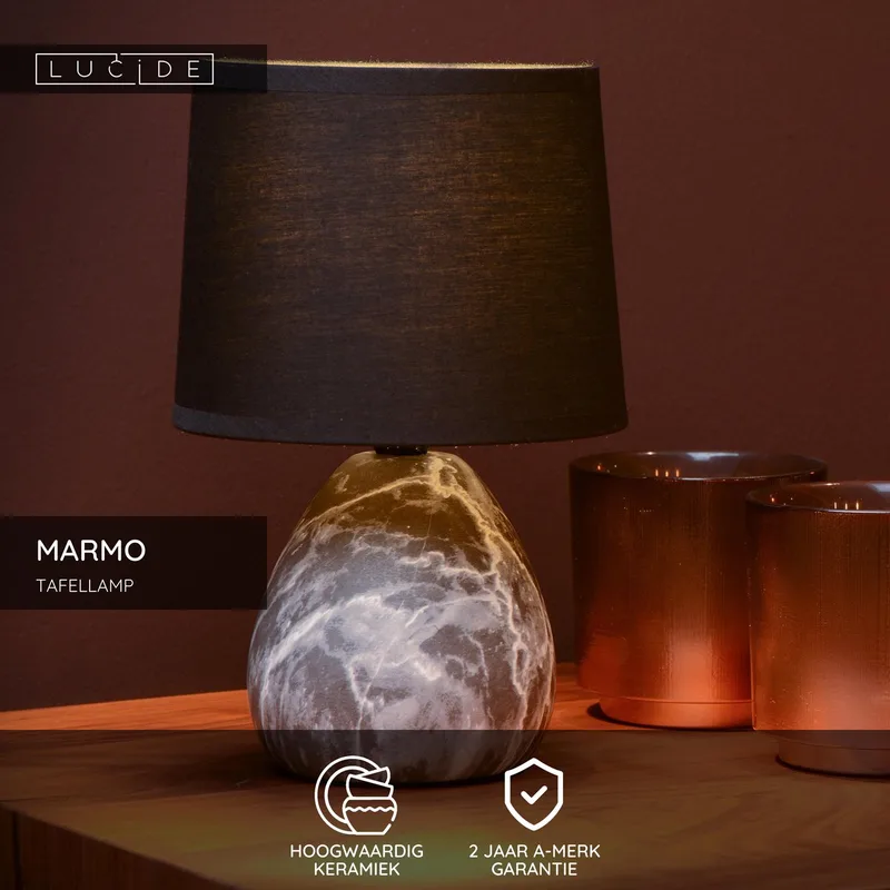 MARMO - Tafellamp - Ø 16 cm - 1xE14 - Japandi från Lucide i Svart – produktbild