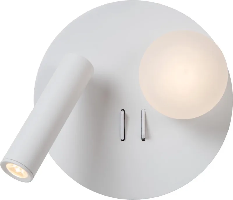 MATIZ - Bedlamp / Wandlamp - Ø 16,5 cm - LED - 3000K - Met USB oplaadpunt de Lucide en Blanc – photo produit