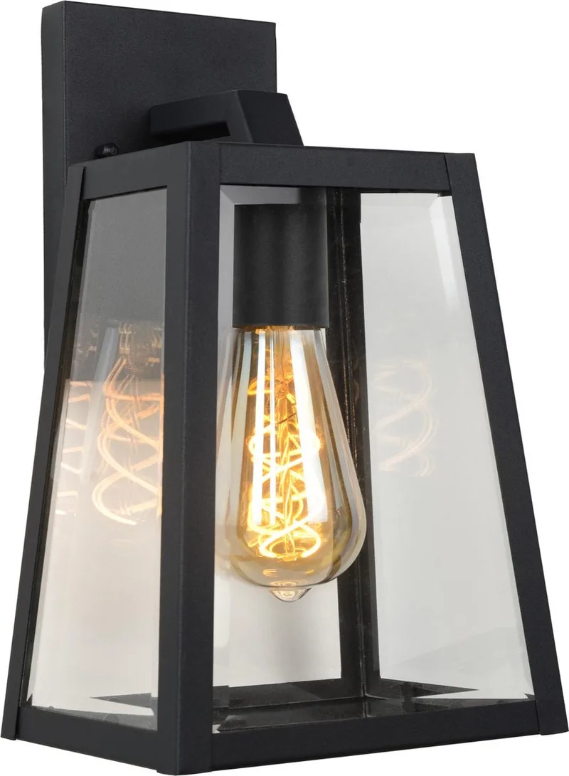 MATSLOT - Wandlamp Binnen/Buiten - 1xE27 - IP23 de Lucide en Noir – photo produit