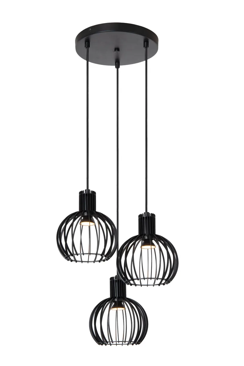 MIKAELA - Hanglamp - Ø 32 cm - 3xE14 - Zwart de Lucide – photo produit
