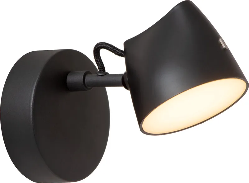 MILNE - Wandlamp - LED Dimbaar - 1x8W 2700K de Lucide en Noir – photo produit