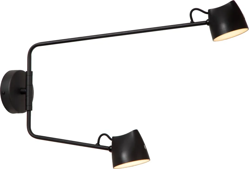 MILNE - Wandlamp - LED Dimbaar - 2x8W 2700K von Lucide in Schwarz – Produktfoto