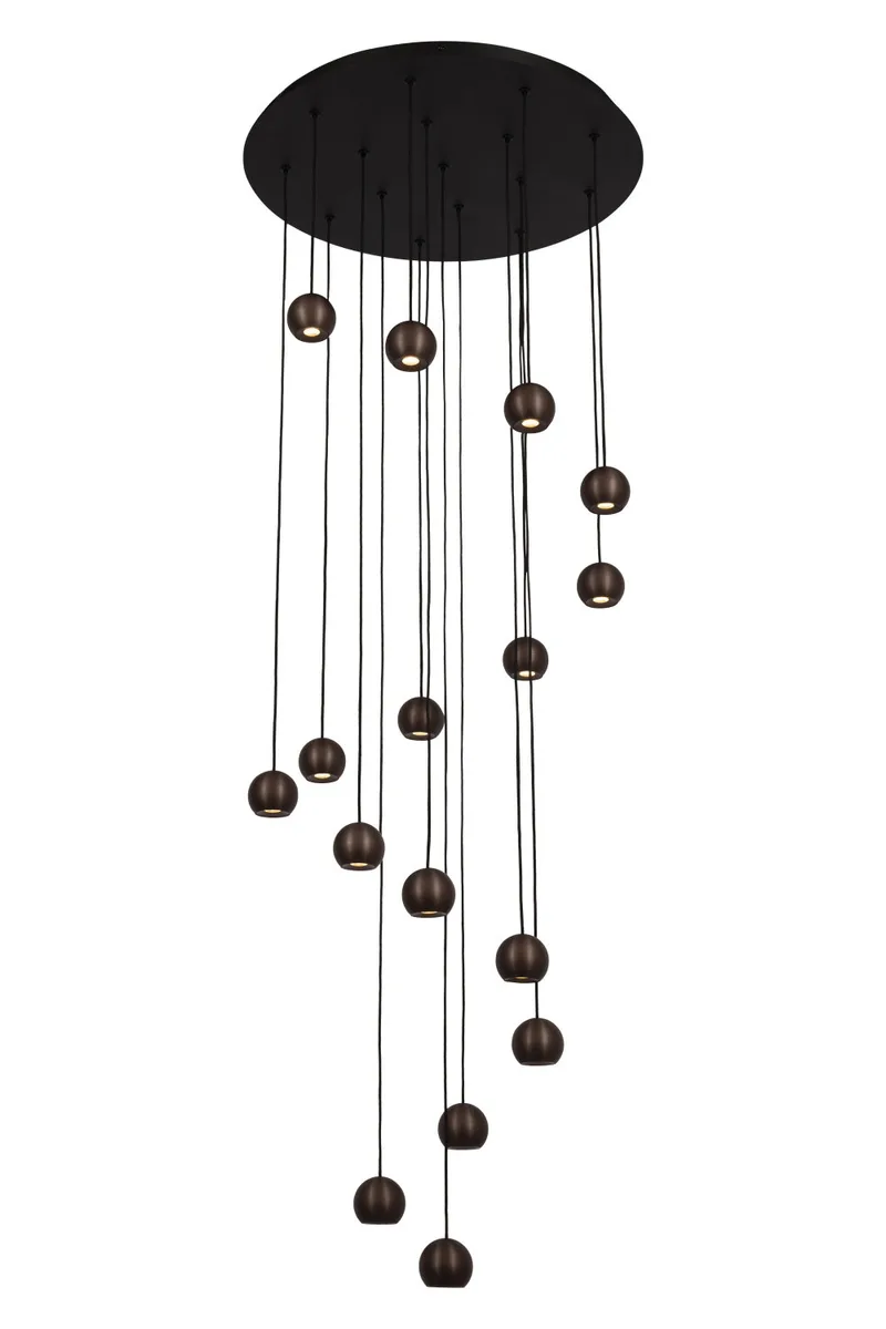 MONTANA - Hanglamp - LED Dimb. - CCT - 16x5,7W 2700K/4000K - Geschikt voor vide en hoge plafonds - Koffie - Premium de Lucide – photo produit