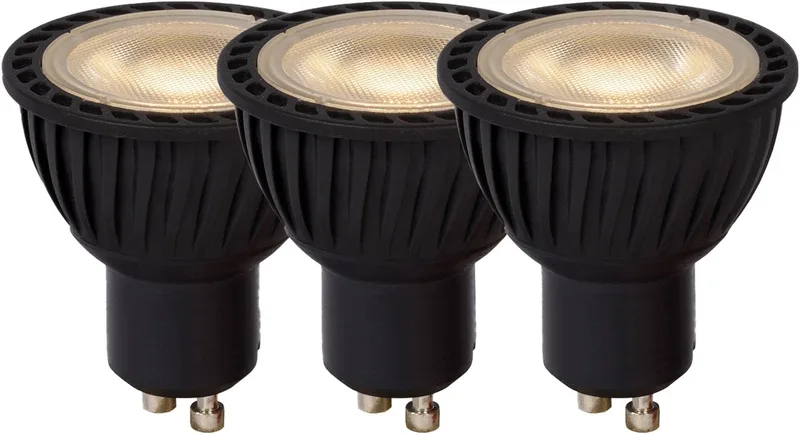 MR16 - Led lamp - Ø 5 cm - LED Dimbaar - GU10 (MR16) - 3x5W 3000K - Zwart - Set van 3 fra Lucide – produktbillede