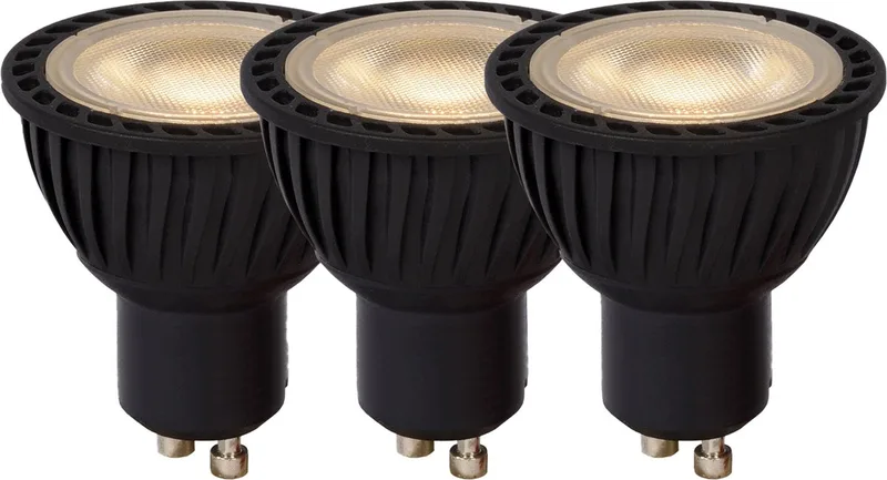 MR16 - Led lamp - Ø 5 cm - LED Dimbaar - GU10 (MR16) - 3x5W 3000K - Zwart - Set van 3 de Lucide – photo produit