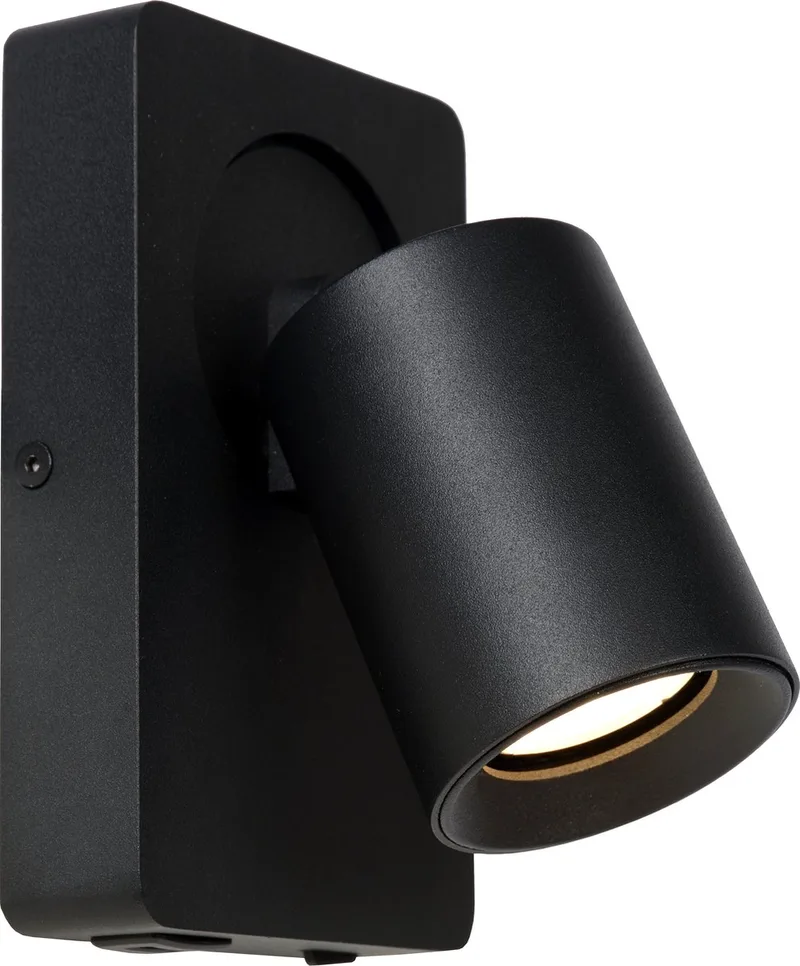 NIGEL - Bedlamp / Wandlamp - LED Dim to warm - CCT - GU10 (MR16) - 1x5W 2200K/3000K - Met USB oplaadpunt de Lucide en Noir – photo produit