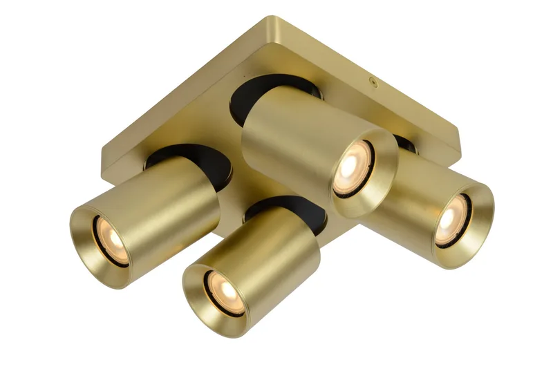 NIGEL - Plafondspot - LED Dim to warm - GU10 (MR16) - 4x5W 2200K/3000K - Mat Goud / Messing de Lucide – photo produit