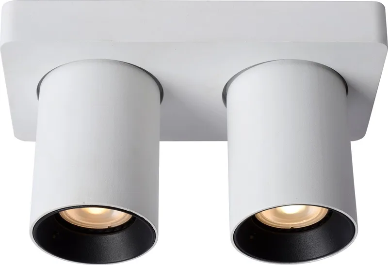 NIGEL - Plafondspot (Plafondlamp) - LED Dim to warm - GU10 (MR16) - 2x5W 2200K/3000K de Lucide en Blanc – photo produit