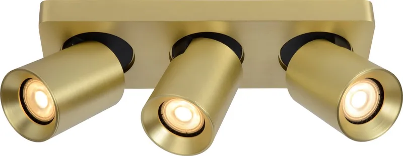 NIGEL - Plafondspot (Plafondlamp) - LED Dim to warm - GU10 (MR16) - 3x5W 2200K/3000K - Mat Goud / Messing de Lucide en Mat Goud, Laiton – photo produit