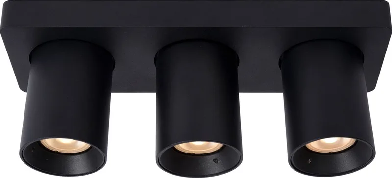 NIGEL - Plafondspot (Plafondlamp) - LED Dim to warm - GU10 (MR16) - 3x5W 2200K/3000K de Lucide en Noir – photo produit