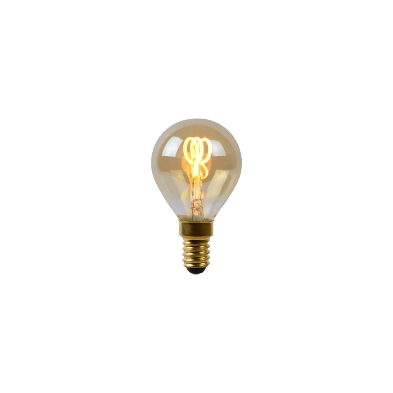 P45 - Filament lamp - Ø 4,5 cm - LED 3 StepDim (Memory) - E14 - 1x3W 2200K - Amber de Lucide – photo produit