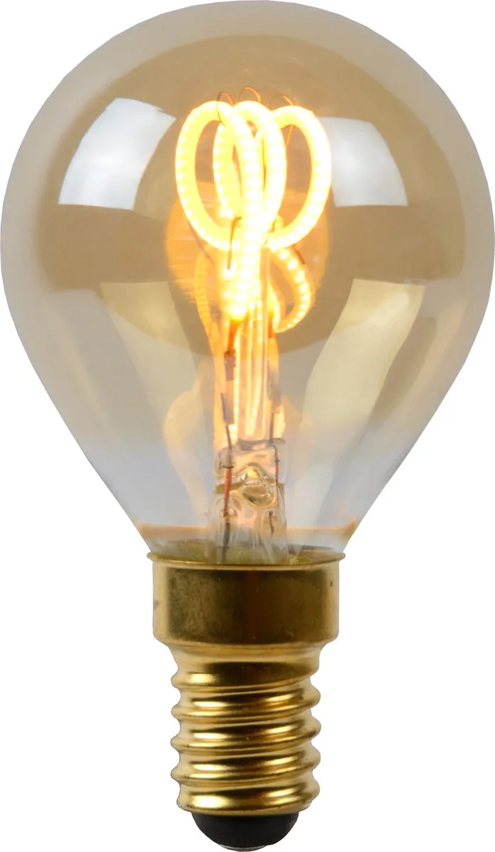 LED lamp E14 3W druppel amber 2.200K dimbaar by Lucide – product photo