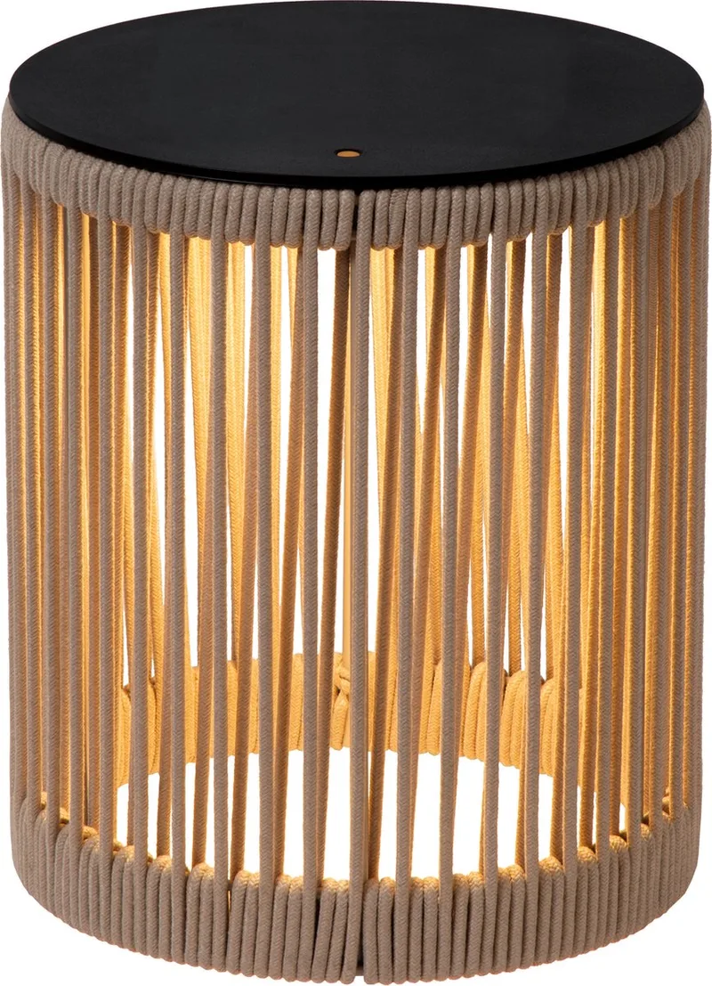 PINGI - Oplaadbare Vloerlamp Binnen/Buiten - Accu/Batterij - Ø 33,5 cm - LED 3 StepDim - 1x3W 3000K - IP44 - Japandi by Lucide in Taupe – product photo
