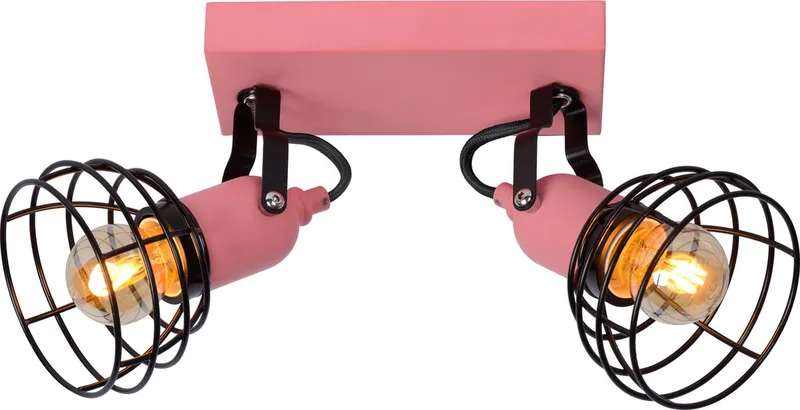 POLA - Plafondspot (Plafondlamp) Kinderkamer - 2xE27 von Lucide in Rosa – Produktfoto