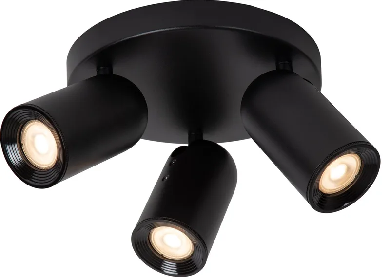 PUNCH - Plafondspot (Plafondlamp) - Ø 21 cm - 3xGU10 (MR16) de Lucide en Noir – photo produit