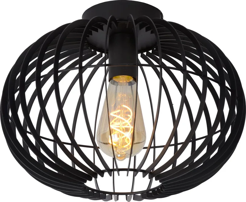 REDA - Plafonnière (Plafondlamp) - Ø 32 cm - 1xE27 de Lucide en Noir – photo produit