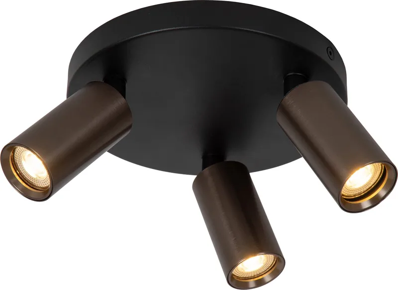 RITMO - Plafondspot (Plafondlamp) - Ø 18 cm - 3xGU10 (MR11) von Lucide in Koffie – Produktfoto