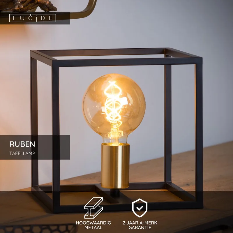 RUBEN - Tafellamp - 1xE27 by Lucide in Black – product photo