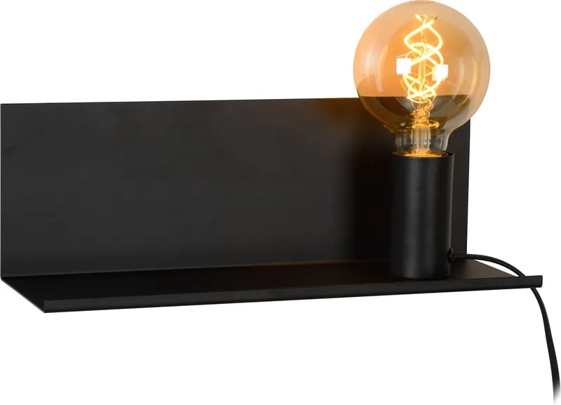SEBO - Bedlamp / Wandlamp - 1xE27 de Lucide en Noir – photo produit