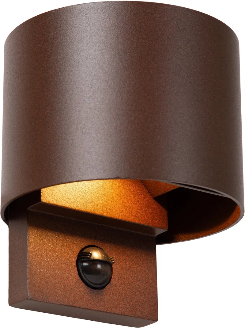 TADZIO - Wandlamp Binnen/Buiten - LED - CCT - 1x7W 2700K/4000K - IP65 - Bewegingssensor - Essential de Lucide en Roest bruin – photo produit