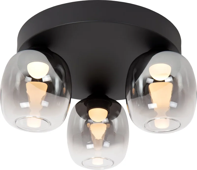 TAMINO - Plafonnière (Plafondlamp) - LED Dimbaar - 3x5,6W 3000K de Lucide en Noir – photo produit