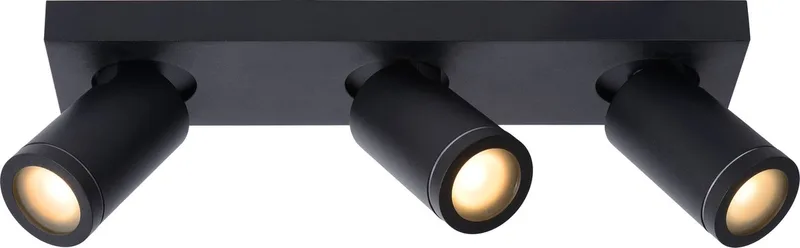 TAYLOR - Plafondspot (Plafondlamp) Badkamer - LED Dim to warm - GU10 (MR16) - 3x5W 2200K/3000K - IP44 van Lucide in Zwart – productfoto
