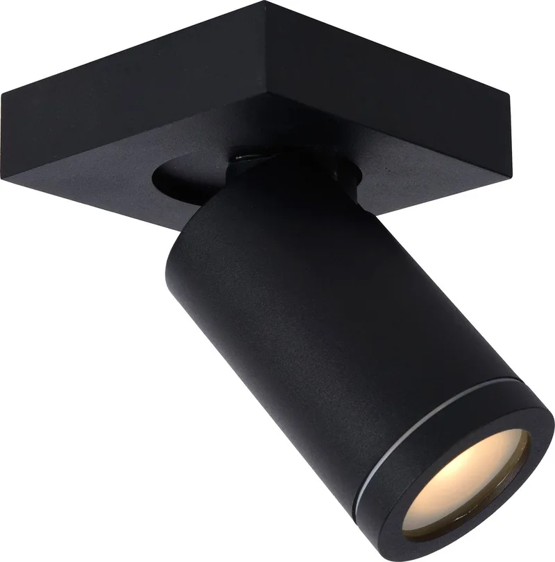 TAYLOR - Plafondspot (Plafondlamp) Badkamer - LED Dim to warm - GU10 (MR16) - 1x5W 2200K/3000K - IP44 by Lucide in Black – product photo