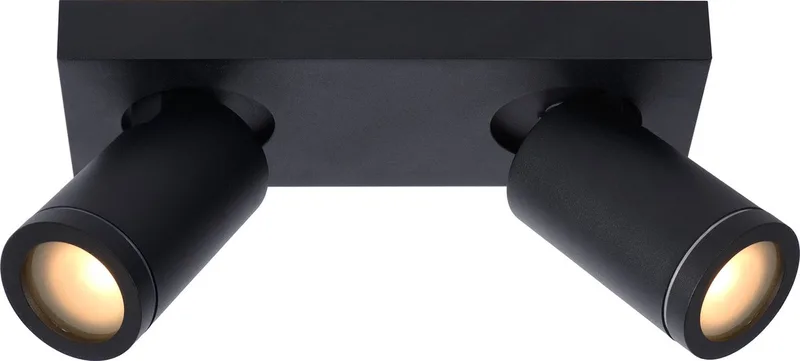 TAYLOR - Plafondspot (Plafondlamp) Badkamer - LED Dim to warm - GU10 (MR16) - 2x5W 2200K/3000K - IP44 från Lucide i Svart – produktbild